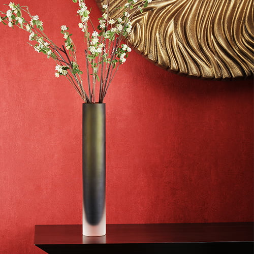 Tubo Olive Vase with Artificial Flowers