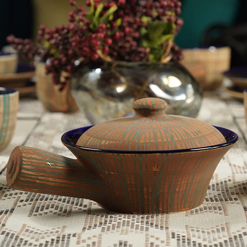 Valletta Casserole | Blue & Earth | Ceramic Serving Bowl with Lid