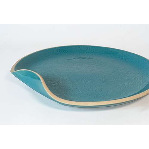 Vastra 11" Round Platter | Blue | Bent Edge Ceramic Plate