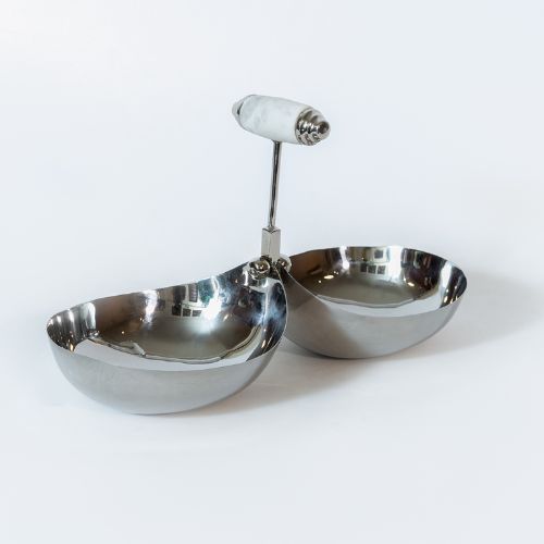 Boat Nut Bowl Pair | Steel and Marble